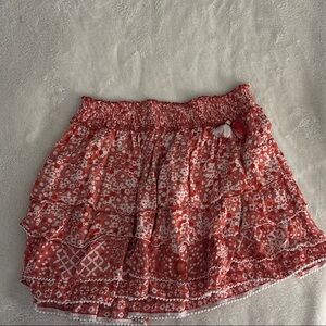 Poupette St. Barth White and Red Mini Bubble Skirt